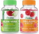 Lifeable Aloe Vera + Collagen & Biotin, Gummies Bundle - Great Tasting, Vitamin Supplement, Gluten Free, GMO Free, Chewable