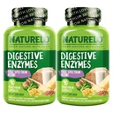 NATURELO Verdauungsenzyme - Vollspektrum-Unterstützung mit einer breiten Mischung aus 15 Enzymen Plus Ginger - 90 Vegan Kapseln (Pack von 2)