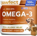 PAWFECTCHEW Fischöl Omega 3 für Hunde - Allergy Relief - Gelenke Gesundheit - Itch Relief, Shedding - Haut- und Mantelergänzung - Alaskan Lachsölkäse - Omega 3 6 9 - EPA & DHA Fettsäuren