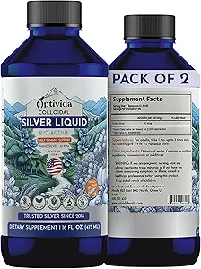 Optivida Health Colloidal Silver Liquid (2 Pack) – Premium Nano Silver Colloidal Supplement for Daily Wellness & Immune Support, Natural Liquid Silver Hydrosol für Erwachsene & Kinder, Non-GMO, Gluten-Free