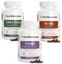 Reishi 415 Longevity Capsules (90ct), Türkei Tail Mushroom Extract Immununterstützung (90ct), Chaga Extract Mushroom Supplement (120 caps)