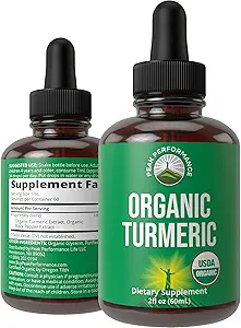 Kurkuma Curcumin mit schwarzem Pfeffer USDA Organische Flüssigkeit Tropfen Vegan-Extrakt für Frauen und Männer. für Immun + Verdauungsunterstützung. Hohe Bioverfügbarkeit Kräuter-Tinkturergänzung. Zero Sugar, Glutenfrei