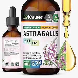 BIO KRAUTER Astragalus Tincture - Astragalus Root Liquid Extract for Immune Support - Alkohol und Zuckerfrei - Hohe Absorption - Vegan Tropfen 2 Fl.Oz.