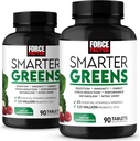 FORCE FACTOR Smarter Greens Tablets, 2-Pack, Greens Supplement mit 25+ Superfoods und Antioxidantien, um Verdauung zu verbessern, Stress zu reduzieren, Immunität zu stärken und Stoffwechsel zu unterstützen, 180 Tabletten