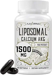Liposomale Kalzium AKG-Ergänzung 1500 MG (Alpha-Ketoglutarische Säure), hohe Absorption, Effektiver als AAKG, Ca AKG für Langlebigkeit, Alter Defense, Cellular Energy, Metabolic Function, 240 Softgels