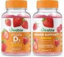 Lifeable Vitamin D 5000 IU + Immune Support, Gummies Bundle - Great Tasting, Vitamin Supplement, Gluten Free, GMO Free, Chewable Gummy