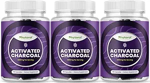 Aktivierte Charcoal Pillen Detox & Cleanse - Reinigung von Kokosnusskapseln mit 1200 mg pro Servierung für Bloating Relief - Active Detoxification Supplement for Body & Gut Health - 90 Count - 3 Pack