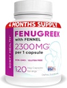 Stillende Fenugreek Kapseln mit Fenchel für Lactation, 2300mg Per Capsule, 120 Count, Fenugreek Pillen Non-GMO, Gluten Free Fenugreek Seeds Extract Supplements, Fenogreco Capsulas
