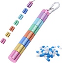Pill Box Organiser, Portable Weekly Pill Box, 7 Tage 1 Mal pro Tag Komponenten Tablet Organiser Box, Rainbow Metall Pille Halter Wasserdichte Pille Case mit Schlüsselanhänger für Outdoor-Reise Camping Arbeit