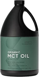 Sportforschung Keto MCT Öl aus Bio Kokosnüssen - Fettsäure-Brennstoff für Körper + Gehirn - Triple Ingredient C8, C10, C12 MCT - Perfekt in Kaffee, Tee, &amp; Mehr - Non-GMO & Vegan - Unflavored (128 Oz)