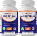 Vitamatic 2 Packs Acidophilus Probiotic - 10 Billion CFU - 120 Tabletten - 5X Potency - Tägliche probiotische Ergänzung, unterstützt Verdauungsgesundheit (Gesamt 240 Tabletten)