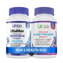 ULTALIFE Men's Health Duo - 2 Flaschen - Ein Prostata-Support-Komplex mit Saw Palmetto & Beta Sitosterol & Eine HIGH Blutdruck-Ergänzung mit Knoblauch & Hawthorn Berry Fast-Acting Kapseln für Männer