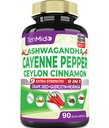 Cayenne Pfeffer Ergänzungen Kapseln, 3 Monate Versorgung & Ashwagandha, Ceylon Cinnamon, Grape Seed, Quercetin, Moringa, Ginkgo Biloba - Herz Wellness, fördert Verdauungsgesundheit -90 Caps
