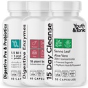 Jugend & Tonic 15 Tage Colon Cleanse Digestive Enzyme mit Pre & Probiotics | für Verdauung, Belly Bloat, Break Down Food, Gut Health und Regularity,150 Pillen für Damen und Herren