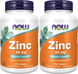 JETZT Ergänzungen, Zink (Zinc Gluconate) 50 mg, Unterstützt Enzymfunktionen*, Immununterstützung*, 250 Tabletten (Pack von 2)