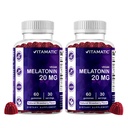 Vitamatic Melatonin 20mg Gummi für Erwachsene, 30 Servierungen - 60 Count - Non-Habit Forming Supplement (Pack von 2)