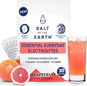Salz der Erde Premium Zero-Sugar Elektrolyt - Hergestellt mit Rosa Himalayan Salz - Hydration Pulver Pakete | Premium Zutaten | Keto & Paleo Friendly | 30 Sticks, Grapefruit