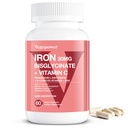 Eisen-Bisglycinat-Ergänzung für Frauen und Männer - 30mg Eisen Pillen mit Vitamin C, B12, Folsäure - Chelateisen für Anämie, Gesundheit Blut - hohe Absorption, Glutenfrei, Non-GMO - 60 Vegan Caps