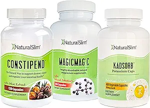 NaturalSlim Constip Aid Bundle – Constipend, Magicmag C und Kadsorb Bundle - Besseres Verdauungssystem und Darmgesundheit, reich an Magnesium Citrat und Kalium | Formuliert von Frank Suarez