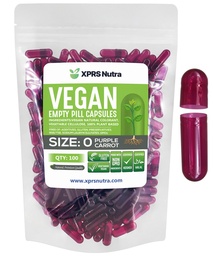 XPRS Nutra Size 0 Capsule Vuote - 100 Count Empty Vegan Capsule - Pillole Vegetariane - DIY Capsule Vegetali Riempimento - Tappi Pillole Veggie per Do-It-Yourself Supplements (Purple Carrot)
