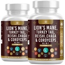 Mushroom Supplement mit Lion's Mane Turkey Tail Reishi Cordyceps Chaga Marshmallow Root - 120 Count