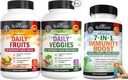 BioSchwartz Daily Fruits and Veggies Supplement für Damen und Herren (2 Monate Versorgung) Plus 7 in 1 Immununterstützungsergänzung mit Antioxidantien (2 Monate Versorgung)