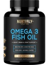 Omega 3 Fish Oil 2000mg, 800mg EPA und 600mg DHA - Enteric Coated und Burpless - unterstützt Gehirn und Herz - Burpless, Non-GMO, 3rd Party Lab Tested und NSF Certified - 120 Softgels