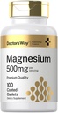 Doctor's Way Magnesium Supplement 500mg | 100 Coated Caplets | Magnesiumoxid | Vegetarisch, Non-GMO, Glutenfrei