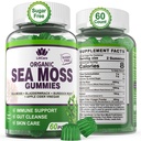 Sea Moss Gummis - Irish Sea Moss Gummis für Erwachsene & Kinder - Advanced Superfood Seamoss Supplement mit Bio Bladderwrack & Burdock Root Extract,ACV für Tagesimmun, Gut Cleanse, Vegan, 60 Zähler