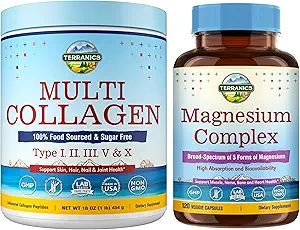 Terranics Multi Collagen Peptide Pulver & 5-in-1 Magnesium Complex Supplement