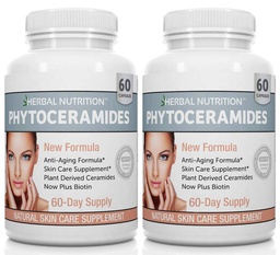 Phytoceramide Reis Basierend auf Biotin Anti Aging Supplement, Faltenentferner und Gesichtsfeuchte mit Phytoceramide Vitamin A, C, D und E, Zwei Flaschenpackung, 120 Kapseln 40mg, Glutenfrei