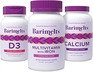 BariMelts Post-Bariatric Chirurgie Immunität Pack Bundle - Multivitamin mit Eisen, Calcium Citrat und Vitamin D3