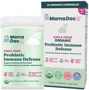 Certified Organic Kids & Teens Probiotic Immune Defense - 5 Billion CFUs | Sugar Free, Vegan, Glutenfrei | 14 Probiotic Strains, Prebiotics, Vitamin C & D | 30 Chewable Tablets, Alter 4+