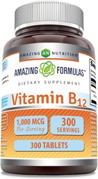 Erstaunliche Formeln Vitamin B12 Ergänzung | 1000 Mcg pro Servieren | Tabletten | Non-GMO | Gluten-Free | Made in USA (1 Pack, 300 Count)