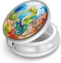 Pille Box-3 Compartment Small Pill Case für Geldbeutel &amp; Tasche Mini Metall Pillenhalter Reisen Pillen Container Nahrungsergänzungsmittel Vitamine BPA-frei (Seahorse)