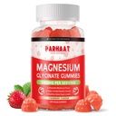 Magnesium Glycinate Gummis - Zuckerfreie Magnesium Kaliumergänzung mit Vitamin D, B6, CoQ10 für ruhige Mood & Schlafunterstützung - 60 Erdbeerkäse