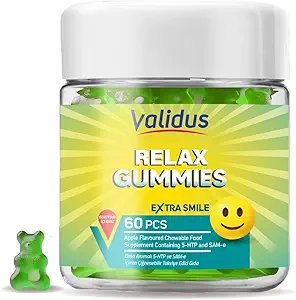 Validus Premium Stress Relief Gummis – 5-HTP 200mg & SAM-e 25mg hilft Stress und Entspannung zu reduzieren - Vitamin Support | Apple Flavor Gummis, Mood & Calm Supplement, Non-GMO, 60 Vegan Gummies