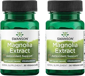 Swanson Magnolia Bark-Herbal Supplement Traditionell verwendet, um Nervous System & Digestive Health Support-May fördern respiratorische Gesundheit & Stress-Unterstützung (30 Veggie Kapseln, je 200mg) 2 Pack