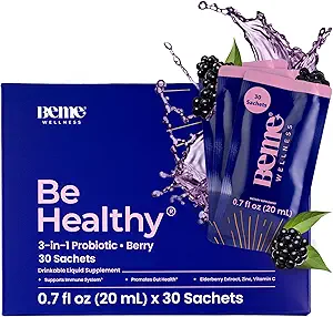 BeMe Liquid Probiotics for Digestive Health, 3-in-1 Post, Pre and Probiotics Supplement for Gut Health - 2X Schnellere Absorption mit Inulin, B. lactis, Totipro, um Bloating Relief für Frauen