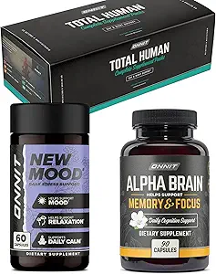 ONNIT Gesamt Mensch + Alpha Gehirn 90ct + Neue Stimmung 60ct Stack