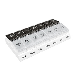EZY DOSE Weekly (7-Day) Tägliche AM/PM Pille Case, Medizin Planner, Vitamin Organizer, Ergänzungsbehälter, Kleine Pop-out-Komponenten, für Reisen, 2 Mal pro Tag, Schwarz und Klare Deckel