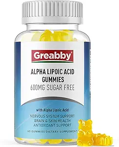 Alpha Lipoic Acid 600mg Gummie, Sugar Free Chewable ALA Supplement für Antioxidant & Nervous System Support, Brian & Skin Health, Ananas Flavor, 120 Count