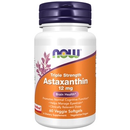 JETZT Ergänzungen, Dreifache Stärke Astaxanthin 12 mg, Dreifache Stärke, Gehirngesundheit*, hilft, Augenstränge zu verwalten*, 60 Veggie Softgels