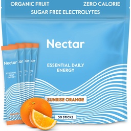 Nectar Energy Booster - Organic Caffeine, B12 & Elektrolyte - Sugar Free & Zero Calorie – Healthy Coffee, Energy Drink & Soda Alternative – Hydration & Energy Supplement (Orange 30 Powder Packets)