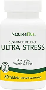 NaturesPlus Ultra-Stress mit Eisen, Sustained Release - 30 vegetarische Tabletten - Stress-Relief-Ergänzung mit B-Komplex & Vitamin C - Energie-Booster, Mood Enhancer - Glutenfrei - 30 Servierungen