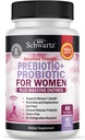 Prébiotiques et probiotiques pour les femmes - avec Cohosh noir et trèfle rouge pour Gut, Vaginal et Immune Health Support, Capsules d'enzymes digestives d'aliments entiers, Lactobacillus Probiotic Supplement, 60 Compte