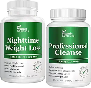 DR VITAMIN SOLUTIONS Nighttime Fat Burner & 15 Day Cleanse für Bloating & Weight Loss, Bundle, 60 Caps