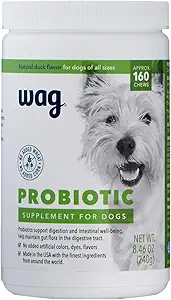 Marke - Wag Probiotic Supplement Kauen für Hunde, unterstützt Verdauungs-Gesundheit und Gut Flora, natürliche Duck Flavor, 160 Count, Pack von 1