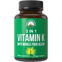 Vitamin K mit ganzer Nahrungsmischung von 25+ Gemüsen und Früchten für maximale Absorption. Vegan Kapseln Ergänzung. Vitamine K1, K-2 MK4 + K2 Natto MK7. Alternative zu Tropfen, Gummies. VIT K mit K 2 und MK-7