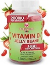 Vitamin D3 Jelly Bohnen - Kaubare Vitamine Gummi für Kinder Immununterstützung - Multivitamin Ergänzungen für Knochen & Gelenk Unterstützung - 2.000 IU Vegetarische Gummy - 120 Erdbeeren Flavor Bohnen